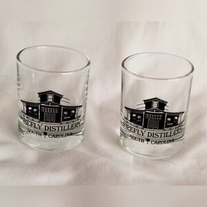 SET OF 2 COLLECTIBLE SHOT GLASSES - FIREFLY DISTILLERY- SOUTH CAROLINA - PERFECT